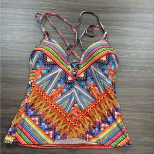 Kenneth Cole Colorful Tankini Top Size Small